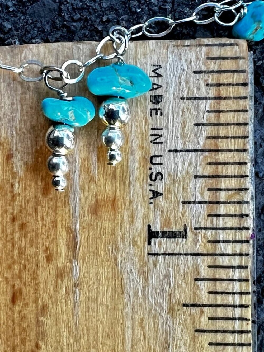 Sundance $228 NEW 18" Natural Turquoise Sterling Silver Beaded Chain Necklace - Picture 7 of 12